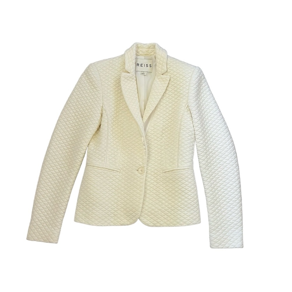 REISS Classic Off White Textured Single Breasted Blazer Size XS